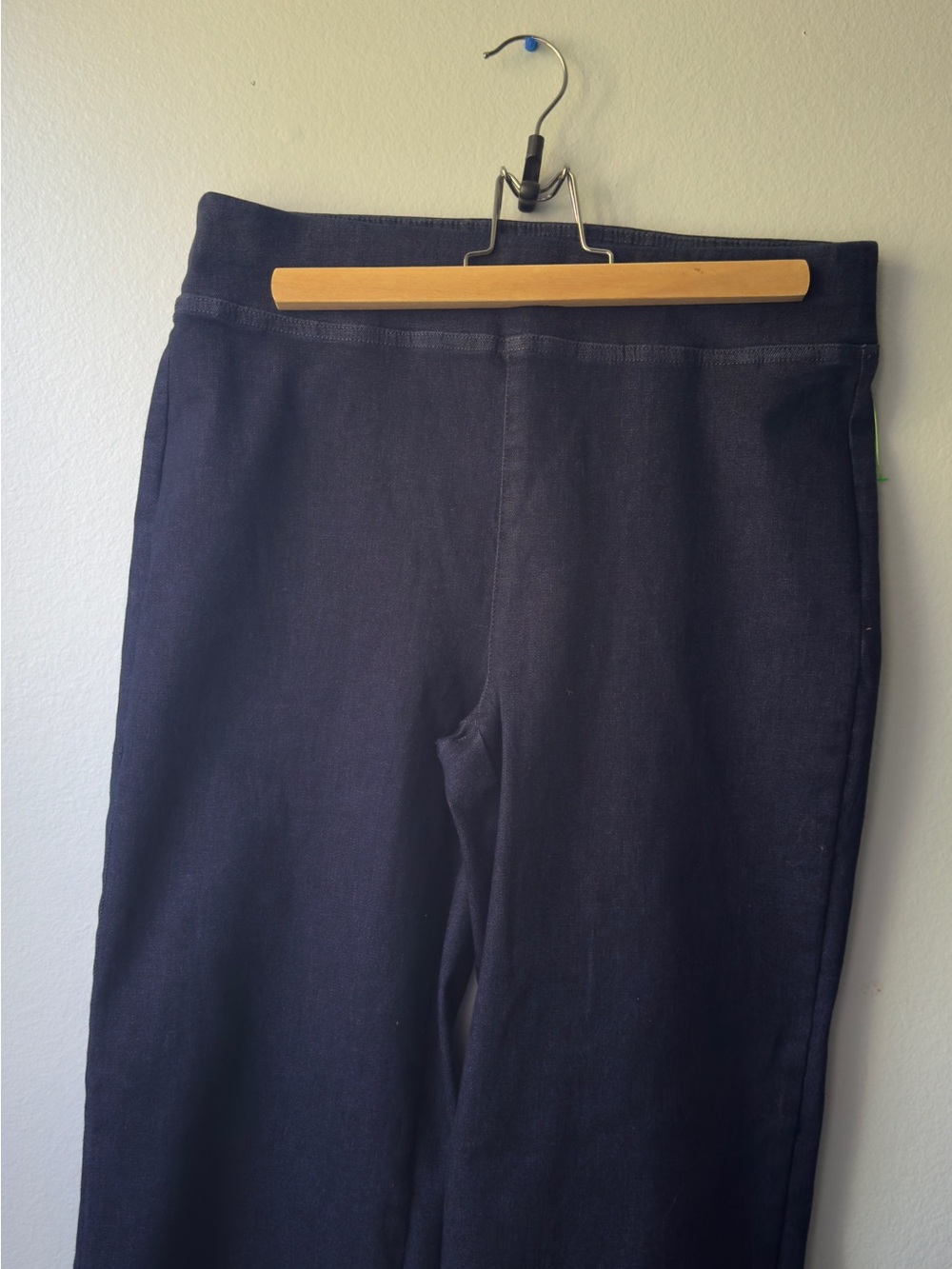Anne Klein Jeans High Rise Wide Leg Pull On Dark Wash Denim Pants Size M